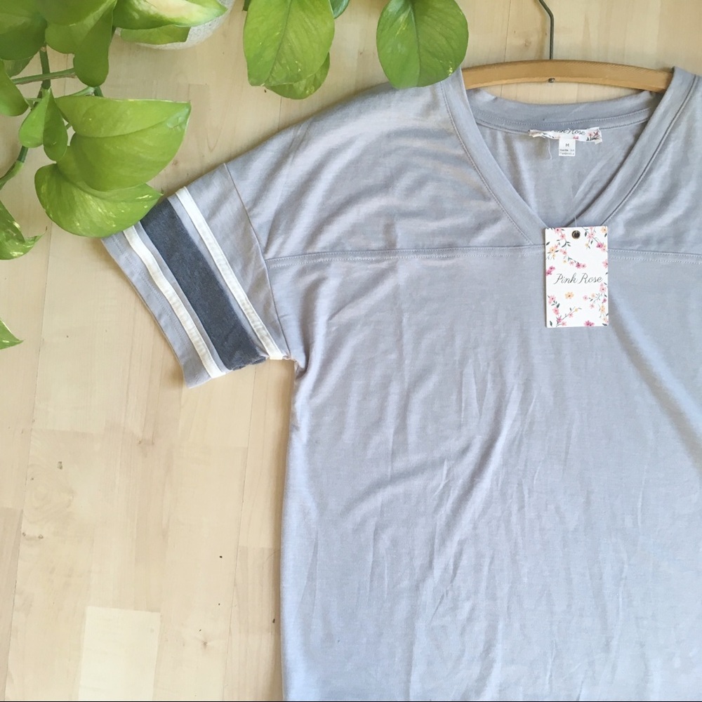 PINK ROSE Short Sleeve Tee Athleisure Grey M